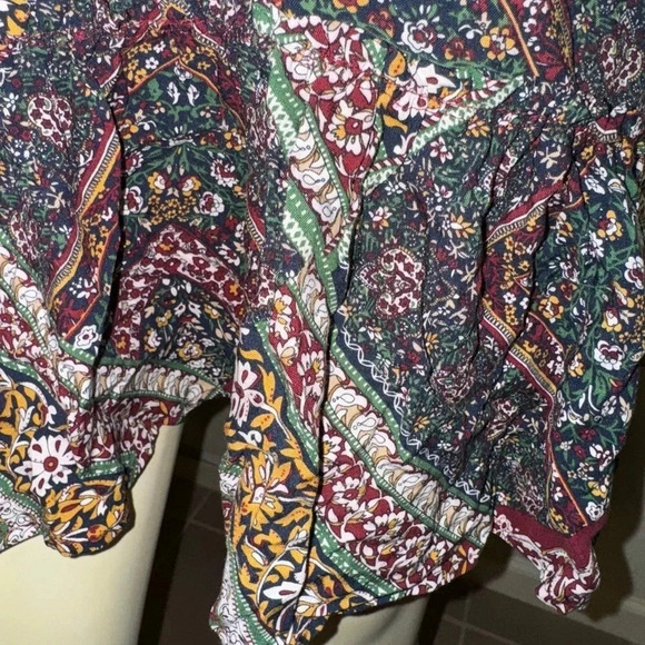 ROSE AND GRACE NYC BOHO RUFFLE OF THE SHOULDER MINI DRES WITH BELL SLEVES SIZE S - Picture 7 of 9